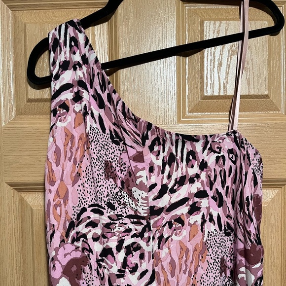 Laundry By Shelli Segal All Over Animal One Shoulder Midi Dress Exotic HD06D71 - Picture 15 of 15